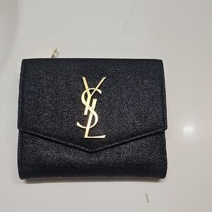 Yves Saint Laurent Black Wallet with Gold Logo